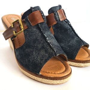 DPN Collection Denim Espidrille Wrdge Sandal sz 6
